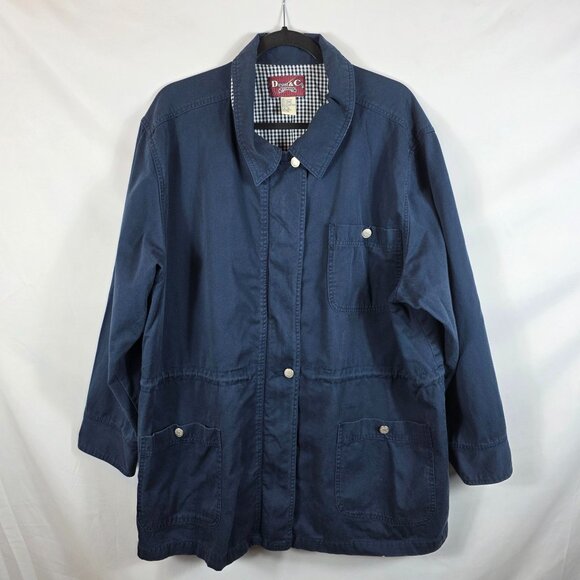 Vintage Denim & Co Blue Barn Coat Chore Coat Women's Size 1X Button & Zip Front - Picture 1 of 15